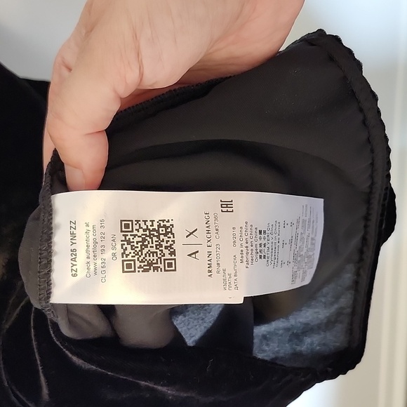 NWT Armani Exchange A|X black Velvet shoulderless evening dress size 6 - Picture 6 of 7